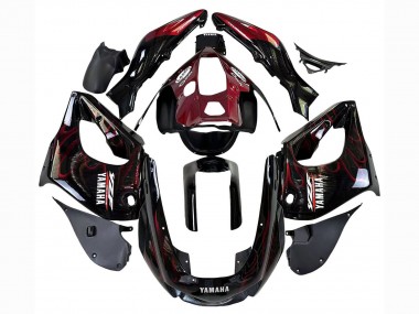 Best 1997-2007 Yamaha YZF 1000R Thunderace Motorcycle Fairings - Black with Dark Red Flame