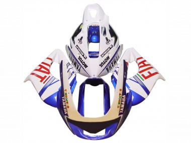 Best 1997-2007 Yamaha YZF 1000R Thunderace Motorcycle Fairings - White Blue Fiat Motul