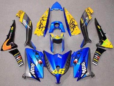 Best 2012-2014 Yamaha TMAX530 Motorcycle Fairings - Blue Yellow Black Shark 46
