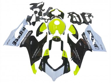 Best 2020-2024 Ducati Panigale V2 Motorcycle Fairings - White Lime Green Glossy Black Stein Dinse VR 46
