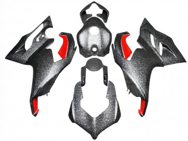 Best 2020-2024 Ducati Panigale V2 Motorcycle Fairings - Black Forged Carbon Fiber Style Red