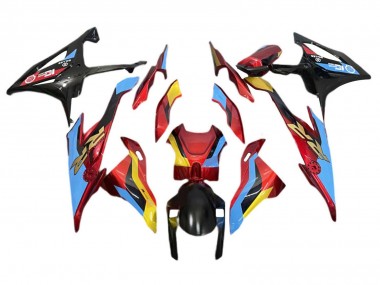 Best 2019-2022 BMW S1000RR Motorcycle Fairings - Light Blue Red Gold