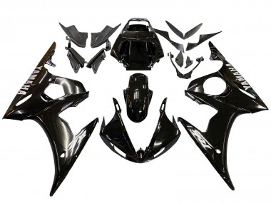 Best 2006-2009 Yamaha YZF R6S Motorcycle Fairings - Glossy Black White Decals