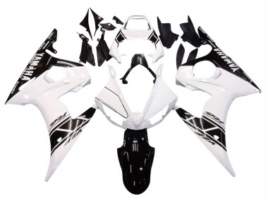 Best 2003-2004 Yamaha YZF R6 Motorcycle Fairing - White Glossy Black