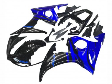 Best 2006-2009 Yamaha YZF R6S Motorcycle Fairings - Blue Glossy Black