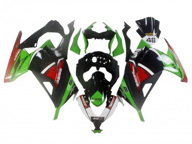 Best 2013-2024 Kawasaki EX300 Motorcycle Fairings - Green White Red Black Elf