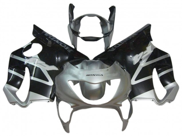 1999-2000 Honda CBR600 F4 Motorcycle Fairings - Silver Glossy Black