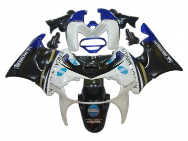 Best 1998-1999 Honda CBR900RR 919 Motorcycle Fairings - White Blue Glossy Black Konica Minolta