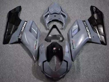 Best 2007-2014 Ducati 848 Motorcycle Fairings - Grey Glossy Black Corse