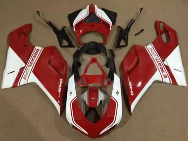 Best 2007-2014 Ducati 848 Motorcycle Fairings - White Red Corse
