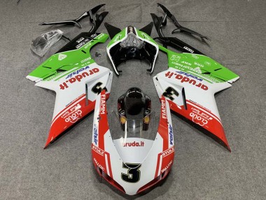 Best 2007-2014 Ducati 848/1098/1198 Motorcycle Fairings - White Red Green Valsir 3