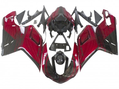 Best 2007-2014 Ducati 848 Motorcycle Fairing - Red Glossy Black