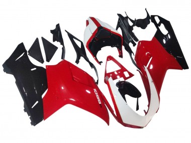 Best 2007-2014 Ducati 1098 Motorcycle Fairings - White Red Glossy Black