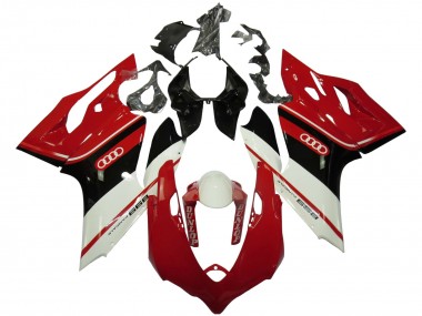 Best 2011-2014 Ducati Panigale 899 Motorcycle Fairings - White Red Glossy Black Dunlop