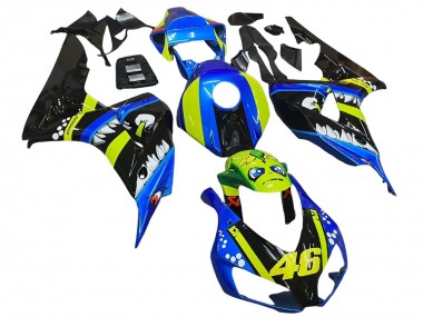 Best 2006-2007 Honda CBR1000RR Motorcycle Fairings - Blue Fluorescent Green Glossy Black Shark 46
