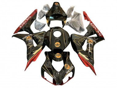 Best 2006-2007 Honda CBR1000RR Motorcycle Fairings - Glossy Black Red Gold BACARDI