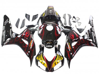 Best 2006-2007 Honda CBR1000RR Motorcycle Fairings - Glossy Black Yellow Red Flame