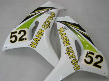 Best 2006-2007 Honda CBR1000RR Motorcycle Fairings - White Green Glossy Black Hannspree 52