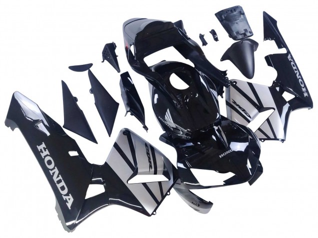 2003-2004 Honda CBR600RR Motorcycle Fairings - Silver Glossy Black
