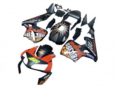 Best 2003-2004 Honda CBR600RR Motorcycle Fairings - Matte Black Orange Repsol Rossi 46