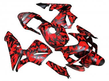Best 2003-2004 Honda CBR600RR Motorcycle Fairings - Black Red Grey Camouflage