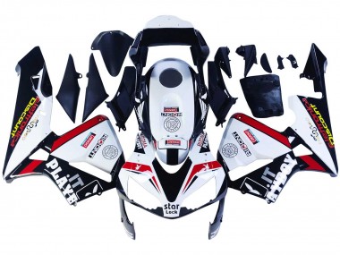 Best 2003-2004 Honda CBR600RR Motorcycle Fairings - White Red Glossy Black DENSO Rimont