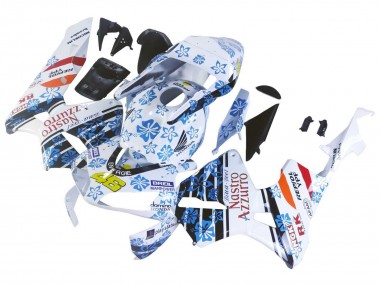 Best 2003-2004 Honda CBR600RR Motorcycle Fairings - White Blue Red Nastro Azzurro 46
