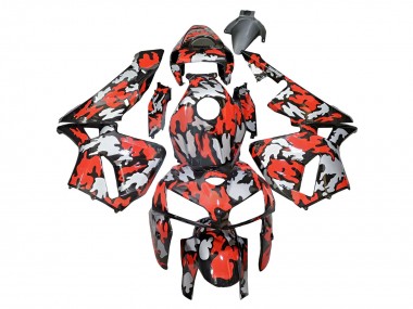 Best 2005-2006 Honda CBR600RR Motorcycle Fairings - Black with Red Grey Camouflage
