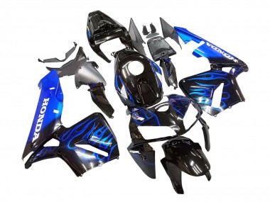Best 2005-2006 Honda CBR600RR Motorcycle Fairing - Glossy Black Blue Flame