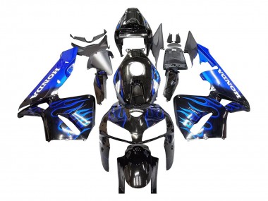 Best 2005-2006 Honda CBR600RR Motorcycle Fairing - Glossy Black Blue Flame