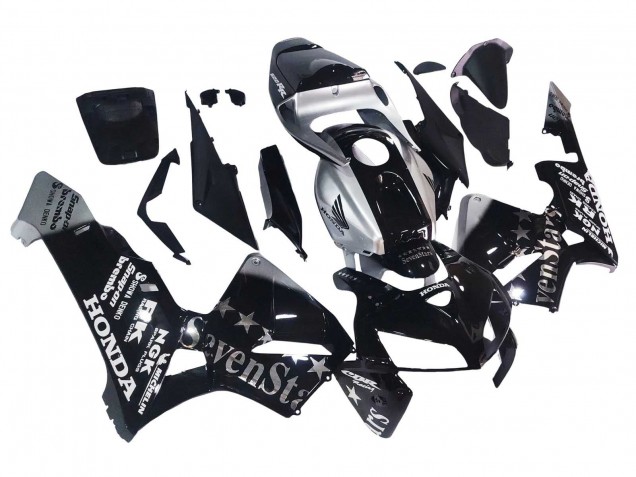 2005-2006 Honda CBR600RR Motorcycle Fairings - Black Silver SevenStars