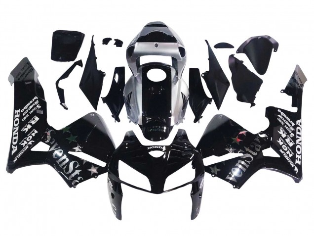 2005-2006 Honda CBR600RR Motorcycle Fairings - Black Silver SevenStars