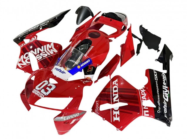 2005-2006 Honda CBR600RR Motorcycle Fairings - Red Black Valsir 03