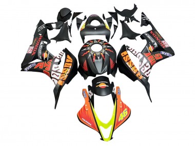 Best 2007-2008 Honda CBR600RR Motorcycle Fairings - Matte Black Orange Red Rossi Repsol 46