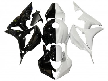Best 2007-2008 Honda CBR600RR Motorcycle Fairings - White Glossy Black Split