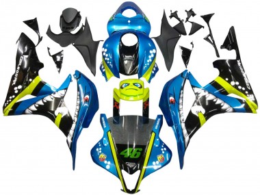 Best 2007-2008 Honda CBR600RR Motorcycle Fairings - Green Yellow Glossy Black Shark 46