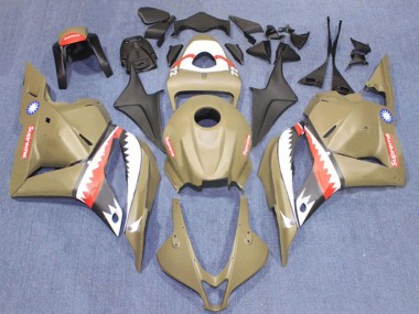 Best 2009-2012 Honda CBR600RR Motorcycle Fairings - Brown White Red Shark