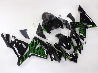 Best 2004-2005 Kawasaki ZX10R Motorcycle Fairings - Black with Green Flame Ninja