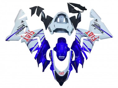 Best 2004-2005 Kawasaki ZX10R Motorcycle Fairings - Glossy Blue White Fiat Motul