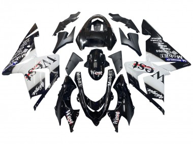 Best 2004-2005 Kawasaki ZX10R Motorcycle Fairings - White Black West Ninja