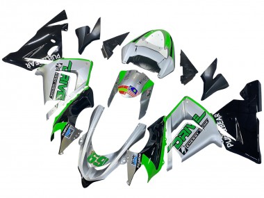 Best 2004-2005 Kawasaki ZX10R Motorcycle Fairings - Green Silver Black 69