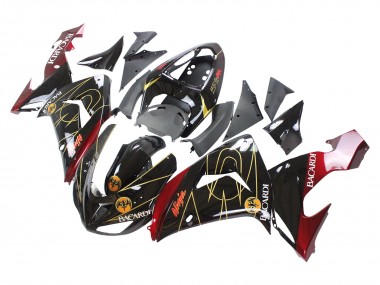 Best 2006-2007 Kawasaki ZX10R Motorcycle Fairings - Black Red Gold BACARDI