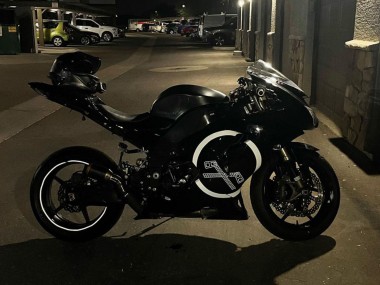 Best 2006-2007 Kawasaki ZX10R Motorcycle Fairings - Glossy Black White Circle