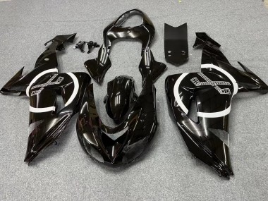 Best 2006-2007 Kawasaki ZX10R Motorcycle Fairings - Glossy Black White Circle