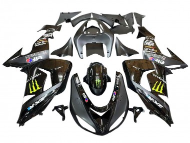 Best 2006-2007 Kawasaki ZX10R Motorcycle Fairings - Grey Yellow Glossy Black Monster Elf