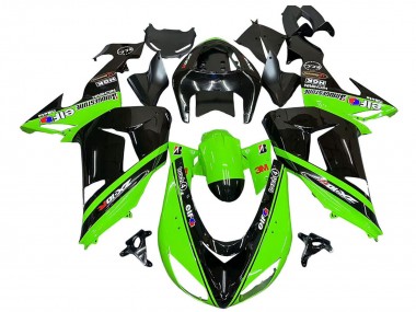 Best 2006-2007 Kawasaki ZX10R Motorcycle Fairings - Green Black Elf Touch4 3M