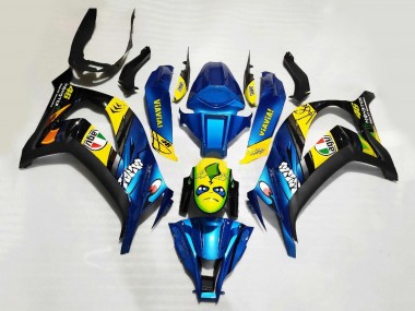 Best 2008-2010 Kawasaki ZX10R Motorcycle Fairings - Blue Yellow Black Shark
