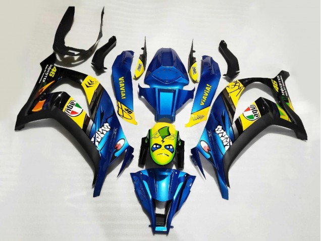 2008-2010 Kawasaki ZX10R Motorcycle Fairings - Blue Yellow Black Shark