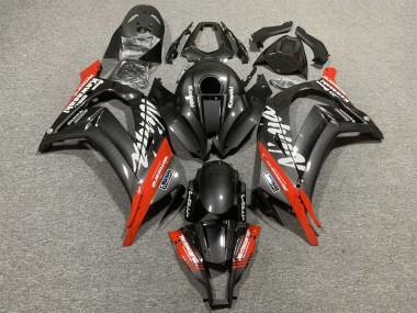 Best 2008-2010 Kawasaki ZX10R Motorcycle Fairings - Black Carbon Fiber Red