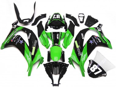 Best 2011-2015 Kawasaki ZX10R Motorcycle Fairings - Green Glossy Black Blue Star Team Green 87